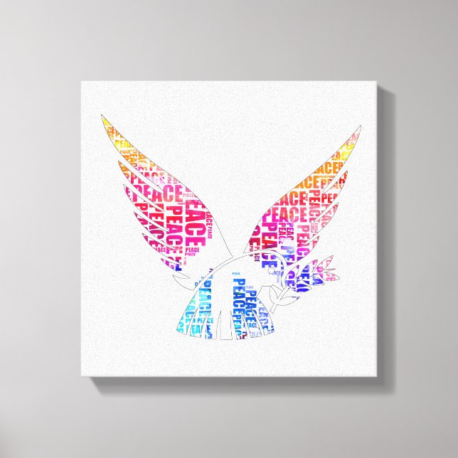 Peace Dove. Harmony Hippie Watercolor Leinwanddruck (Vorderseite)