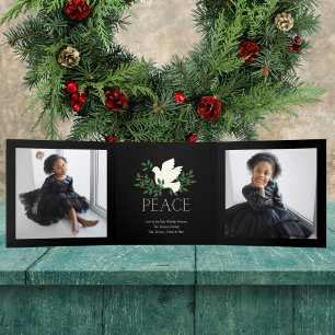 Peace Dove Holiday Multi Foto Dreifach Gefaltete Urlaubskarte