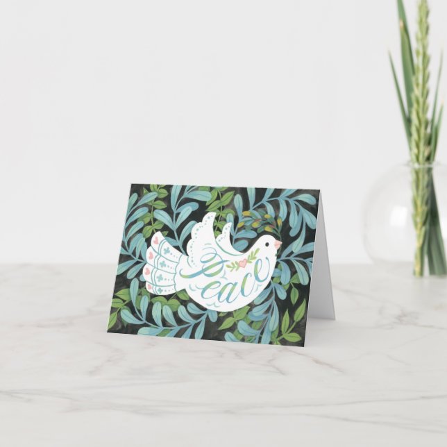Peace Dove Illustriert Weihnachten Karte (Vorderseite)