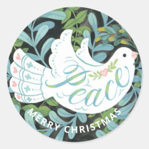 Peace Dove Illustriert Weihnachten Runder Aufkleber