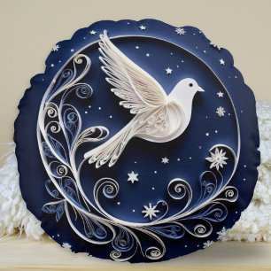 Peace Dove Imitats Papercraft Bird Blauer Weihnach Rundes Kissen