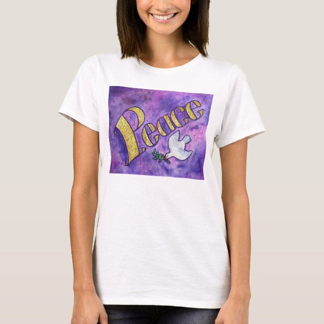 Peace Dove Inspiration Word Art T - Shirt (Vorderseite)