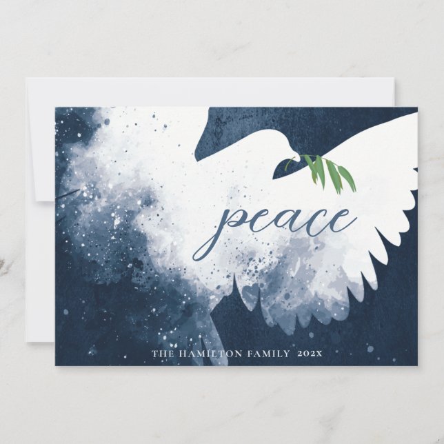 Peace Dove Navy Blue Feiertagskarte (Vorderseite)