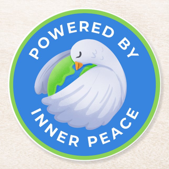 Peace Dove Paper Untersetzer - Powered by Inner Pe (Vorderseite)