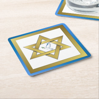 Peace Dove Star Of David Carré Dessous de verre pa