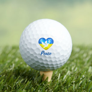 Peace Dove Ukraine Flag Herz Golfball