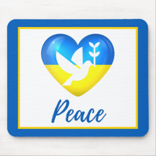 Peace Dove Ukraine Flag Herz Mousepad