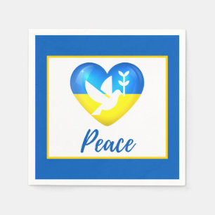 Peace Dove Ukraine Flag Herz Serviette
