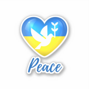 Peace Dove Ukraine Flag Herz Vinyl Aufkleber