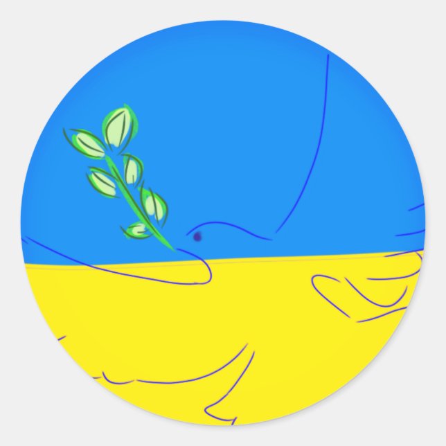 Peace dove ukraine handbemalt runder aufkleber (Vorderseite)