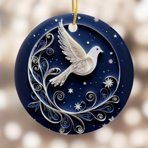 Peace Dove White Bird Imitats Papercraft Weihnacht Keramik Ornament