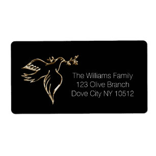 Peace Dove with Olive Branch Twig Black Imitats Go