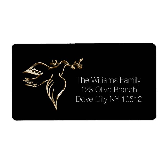 Peace Dove with Olive Branch Twig Black Imitats Go (Vorne)