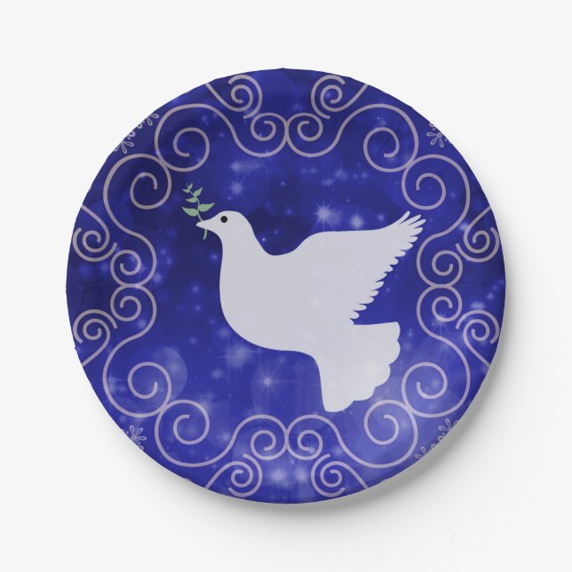 Peace Dove with Olive Leaf Weihnachten Pappteller (Vorderseite)