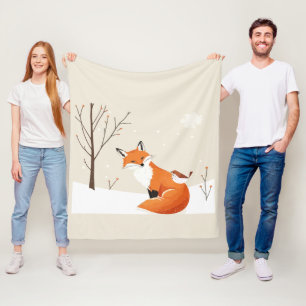 Peace Earth Minimalistisch Fox Bird Animal Fleecedecke