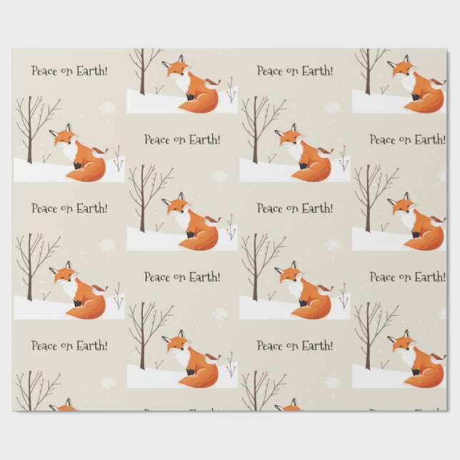 Peace Earth Minimalistisch Fox Bird Animal Geschenkpapier (Flach)