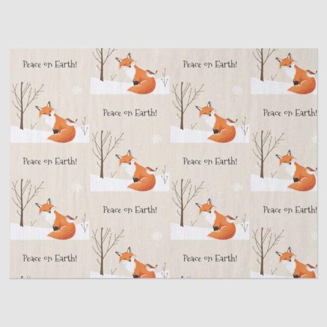 Peace Earth Minimalistisch Fox Bird Animal Seidenpapier (Vorderseite)