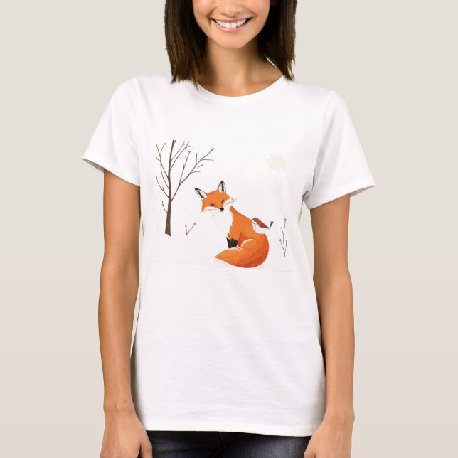 Peace Earth Minimalistisch Fox Bird Animal T-Shirt (Vorderseite)