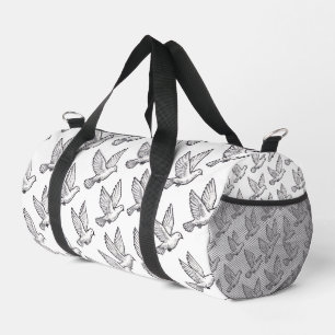 Peace Elegance White Graceful Dove Pattern Hochzei Duffle Bag