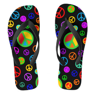PEACE - Flachmuster mehrfarbig + Ihr Backgr. Flip Flops