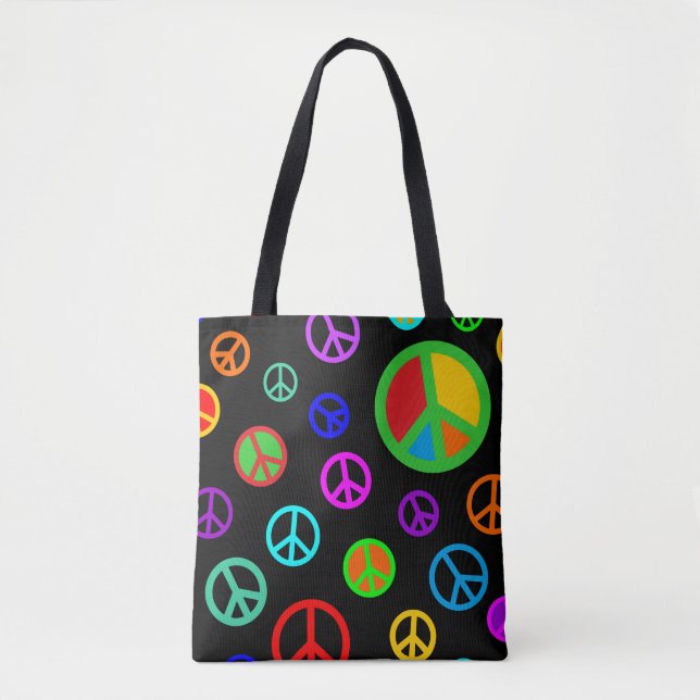 PEACE - Flachmuster mehrfarbig + Ihr Backgr. Tasche (Vorderseite)