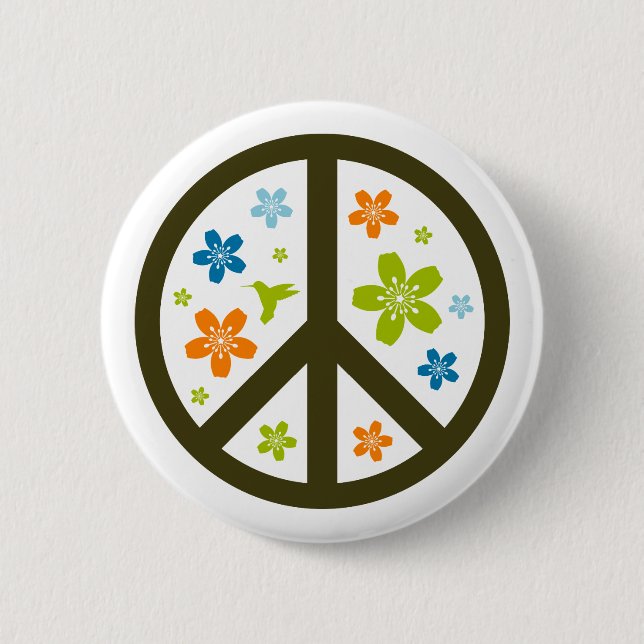 Peace Floral Design Button (Vorderseite)