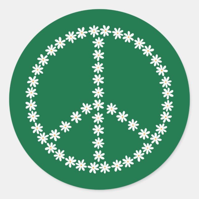 Peace Floral Runder Aufkleber (Vorderseite)