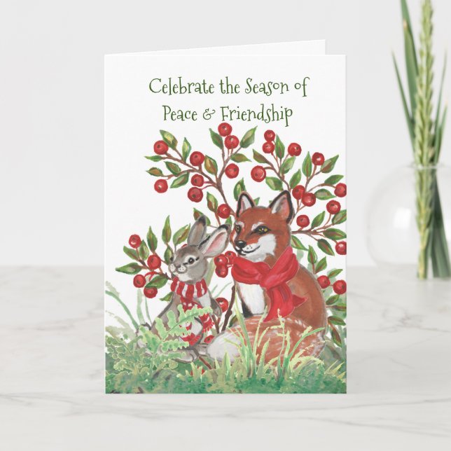 Peace Fox Bunny Winter Friends Nature Weihnachten (Vorderseite)