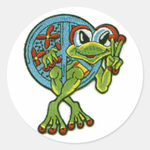Peace Frog Runder Aufkleber