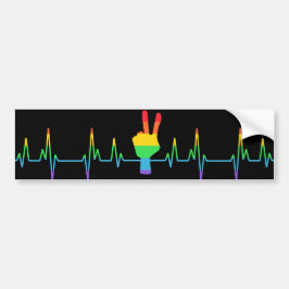 Peace Gay Heartbeat LGBT Autoaufkleber