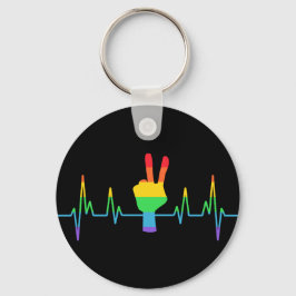 Peace Gay Heartbeat LGBT Schlüsselanhänger