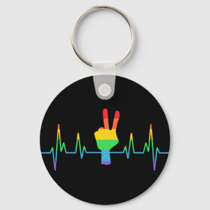Peace Gay Heartbeat LGBT Schlüsselanhänger