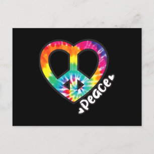 Peace Gefärbte Krawatte Vintag Heart Hippie Retro Postkarte