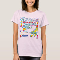 "Peace" Graphic with Yellow Red Pink Blue Design T