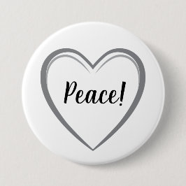 Peace Grey Heart Simple Logo Graphic White Button