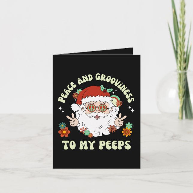 Peace Groovy My Peeps Hippie Weihnachten Karte (Vorderseite)