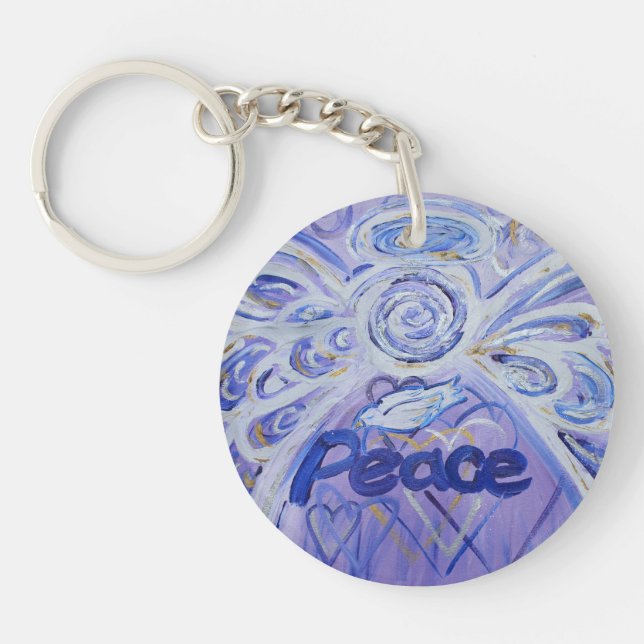 Peace Guardian Angel Word Custom Schlüsselanhänger (Vorderseite)