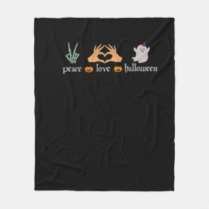 Peace Halloween Peace Sign Skeleton Hexe's Hands Fleecedecke