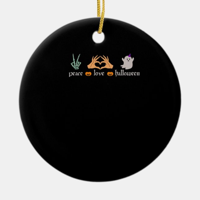 Peace Halloween Peace Sign Skeleton Hexe's Hands Keramik Ornament (Vorne)