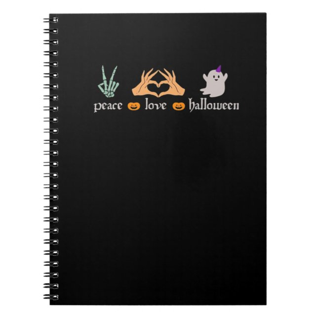 Peace Halloween Peace Sign Skeleton Hexe's Hands Notizblock (Vorderseite)