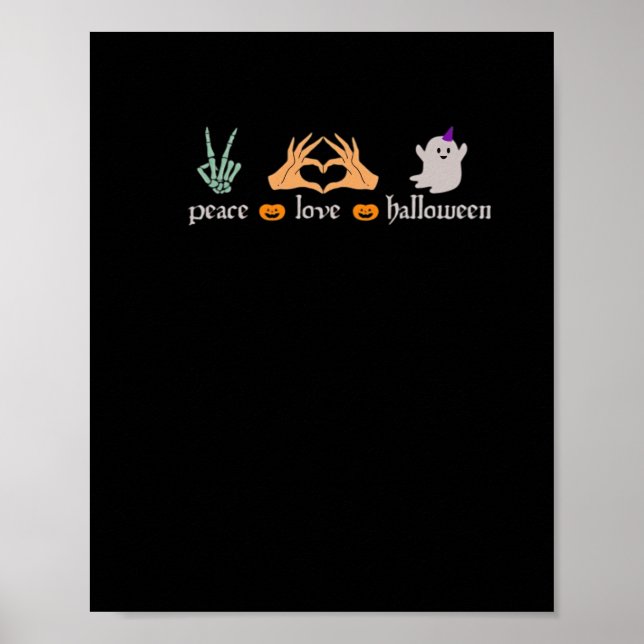 Peace Halloween Peace Sign Skeleton Hexe's Hands Poster (Vorne)