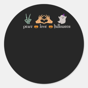 Peace Halloween Peace Sign Skeleton Hexe's Hands Runder Aufkleber