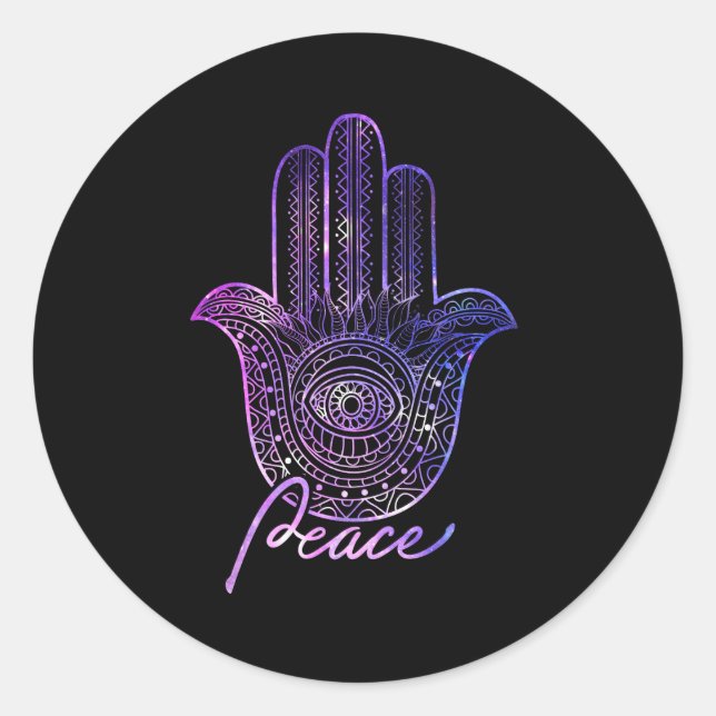 Peace Hamsa Yoga Gym Runder Aufkleber (Vorderseite)
