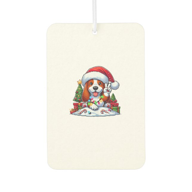 Peace Hand Basset Weihnachtsleuchten Hunde Frauen Autolufterfrischer (Vorderseite)