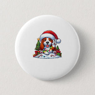 Peace Hand Basset Weihnachtsleuchten Hunde Frauen Button