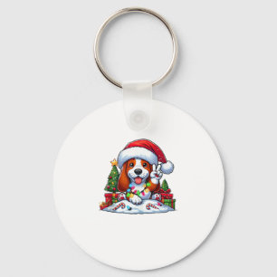 Peace Hand Basset Weihnachtsleuchten Hunde Frauen Schlüsselanhänger