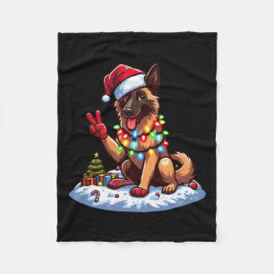 Peace Hand Belgische Malinois Weihnachtsbeleuchtun Fleecedecke