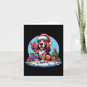 Peace Hand Bloodhound Weihnachtslicht Hunde Frauen Karte