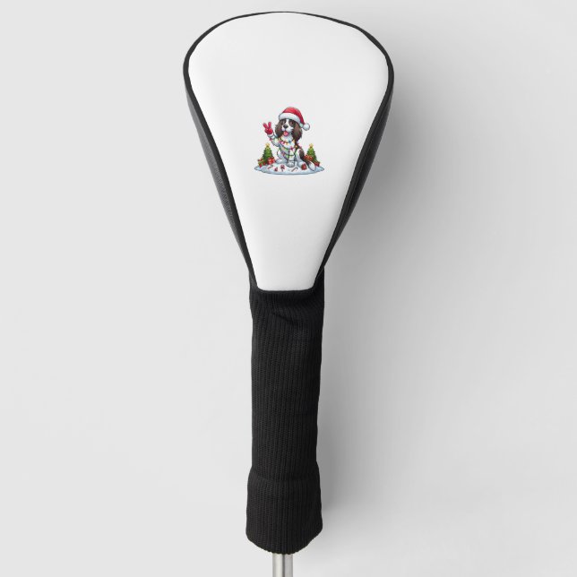Peace Hand English Springer Spaniel Weihnachtshund Golf Headcover (Vorderseite)