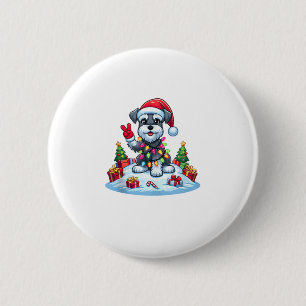 Peace Hand Miniatur Schnauzer Weihnachtslicht Wo Button